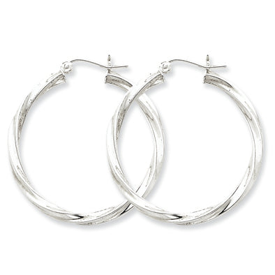 Sterling Silver 3.00mm Twisted Hoop Earrings