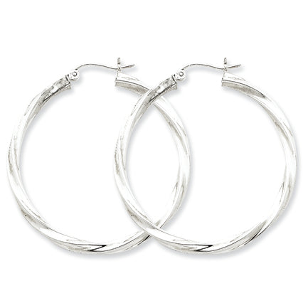 Sterling Silver 3.00mm Twisted Hoop Earrings