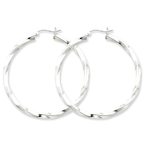 Sterling Silver 3.00mm Twisted Hoop Earrings