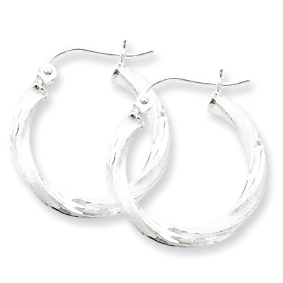 Sterling Silver Satin Finish D/C Hoop Earrings