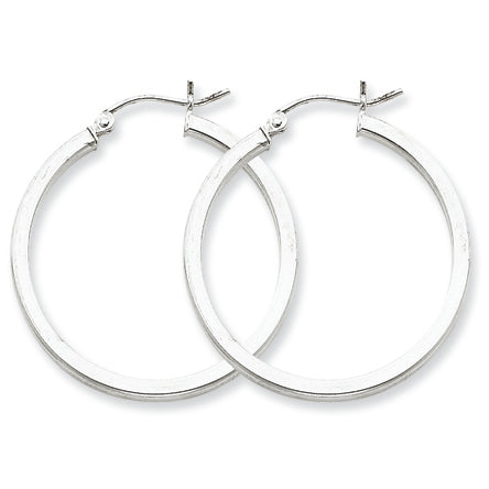 Sterling Silver 2mm Square Tube Hoop Earrings
