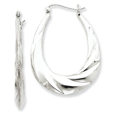 Sterling Silver Twisted Scalloped Hoop Earrings