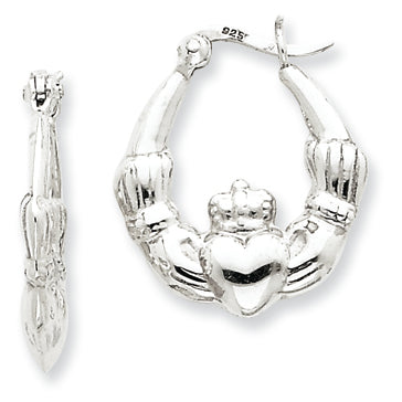 Sterling Silver Claddagh Hoop Earrings