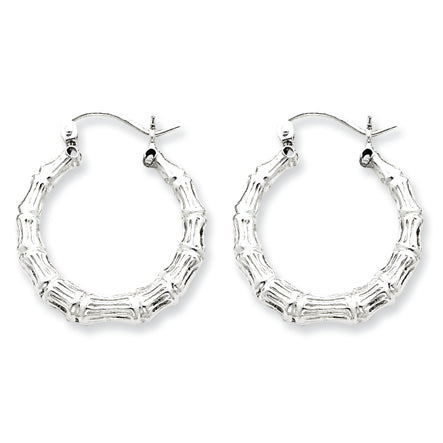 Sterling Silver Bamboo Hoop Earrings