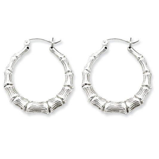 Sterling Silver Bamboo Hoop Earrings