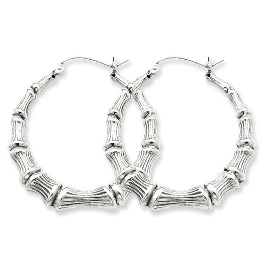 Sterling Silver Bamboo Hoop Earrings