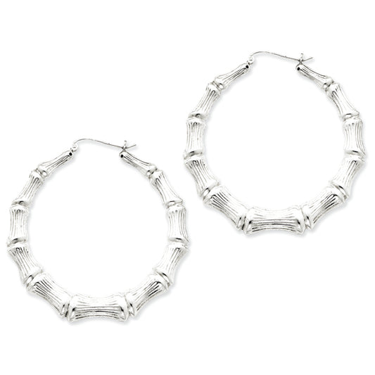 Sterling Silver Bamboo Hoop Earrings