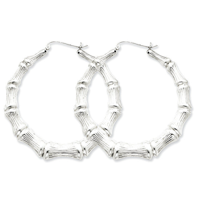 Sterling Silver Bamboo Hoop Earrings