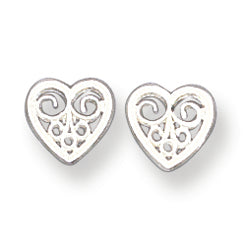 Sterling Silver Filigree Heart Earrings