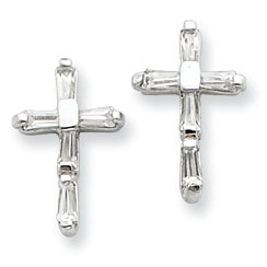 Sterling Silver CZ Cross Post Earrings