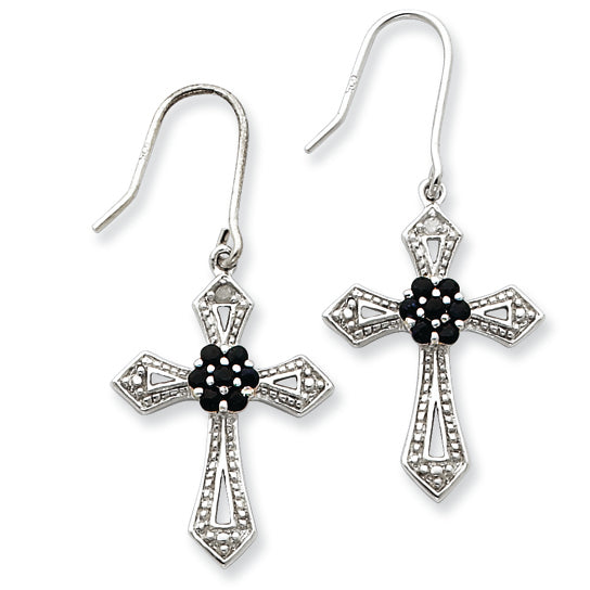 Sterling Silver Diamond Accent Cross Earrings