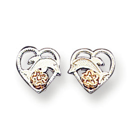 Sterling Silver Dolphin / Heart Earrings