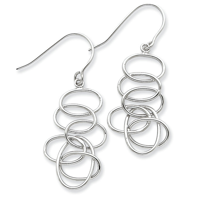Sterling Silver Knot Linked Ovals Dangle Earrings