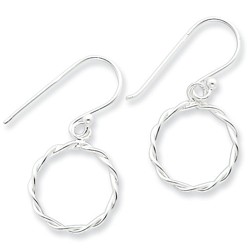 Sterling Silver Twisted Circle Dangle Earrings