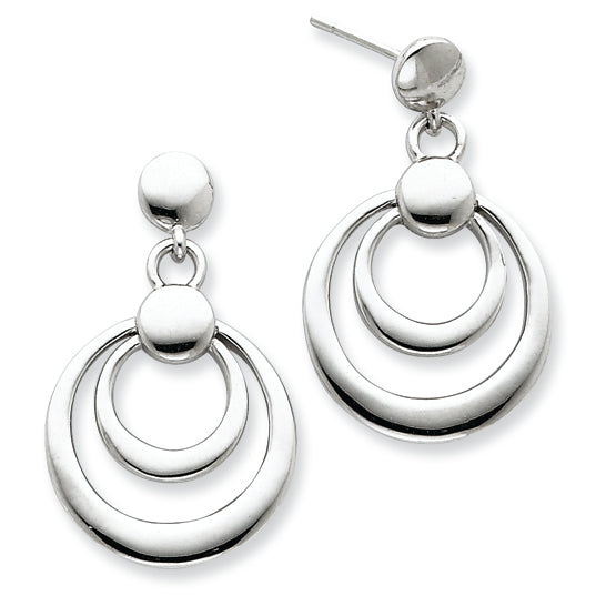 Sterling Silver Double Circle Dangle Post Earrings