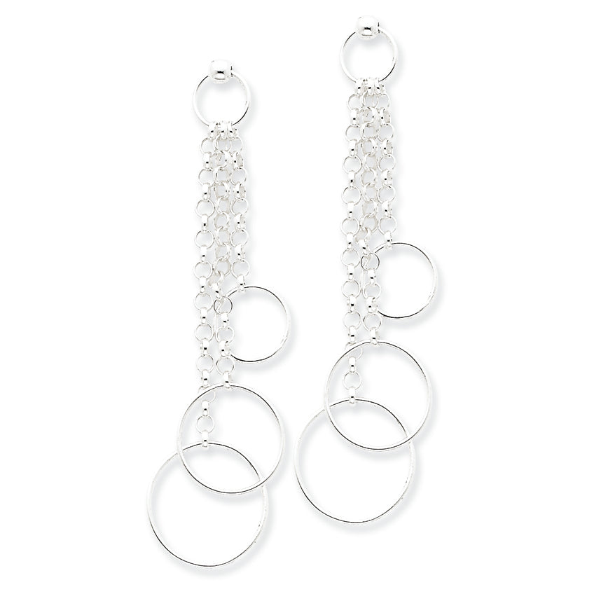 Sterling Silver Circle Dangle Post Earrings