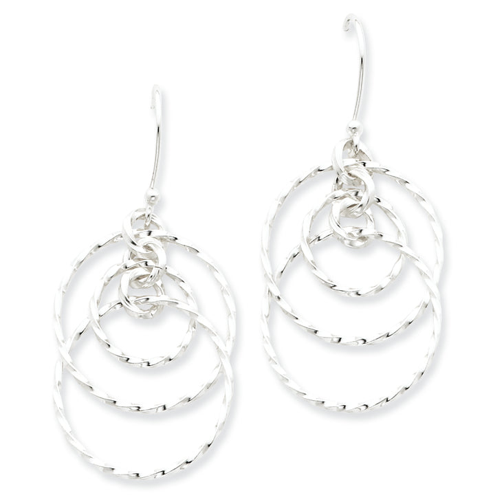 Sterling Silver Twisted Circles Dangle Earrings