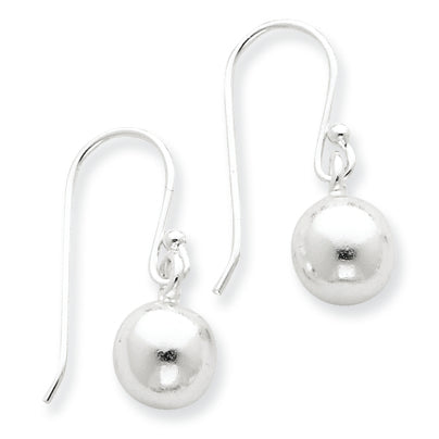 Sterling Silver 8mm Diamond Cut Bead Dangle Earrings