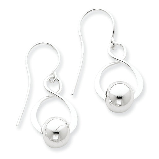 Sterling Silver Twist w/Bead Dangle Earrings