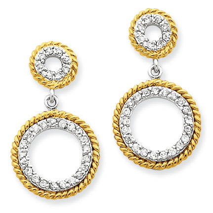 Sterling Silver & Vermeil CZ Circle Post Earrings