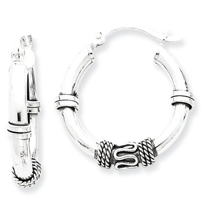 Sterling Silver Antiqued Hoop Earrings