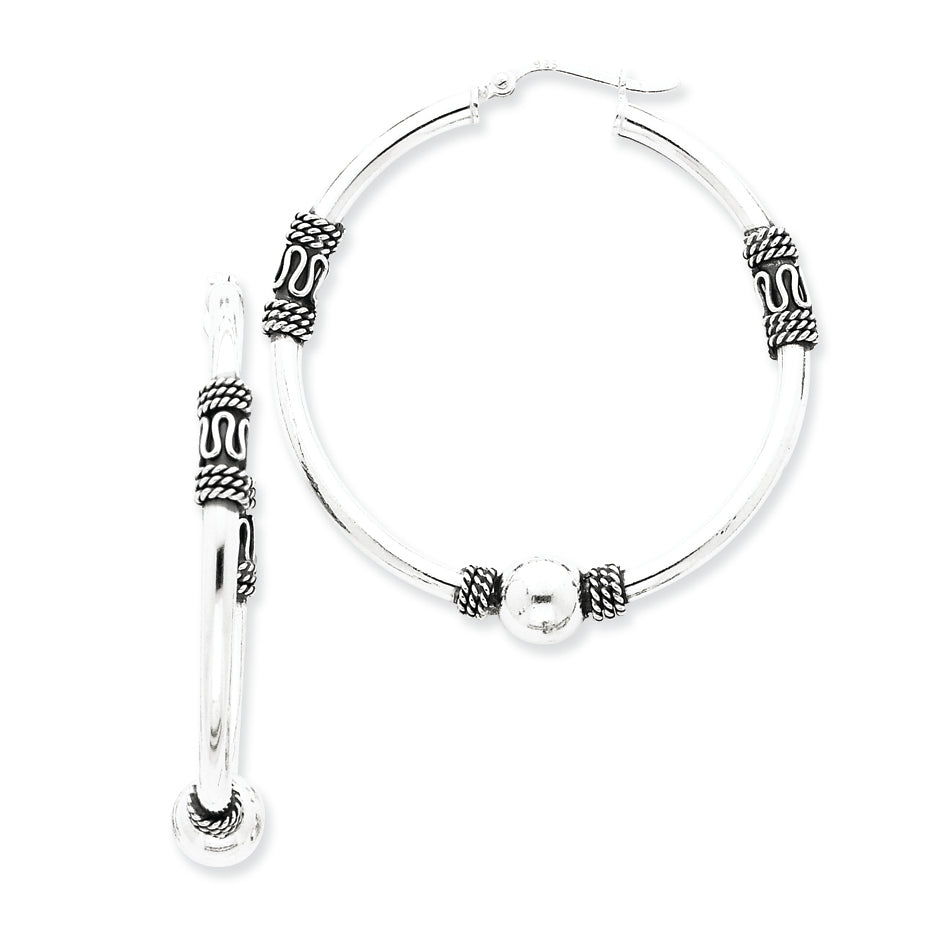 Sterling Silver Antiqued Hoop Earrings