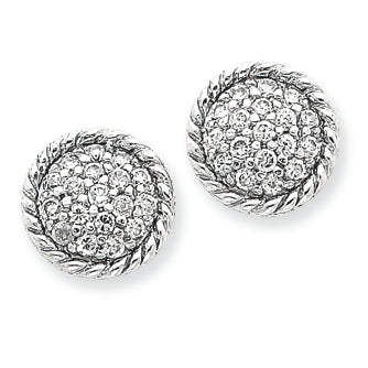 Sterling Silver Round CZ Post Earrings