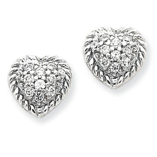 Sterling Silver CZ Heart Post Earrings