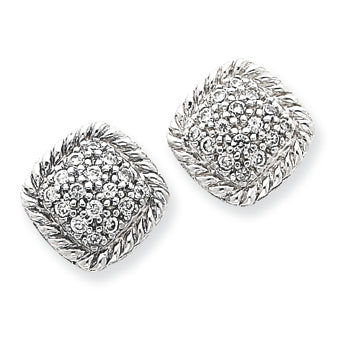 Sterling Silver Square CZ Post Earrings