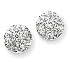 Sterling Silver CZ Half Ball Post Earrings