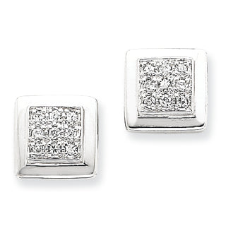 Sterling Silver CZ Square Post Earrings