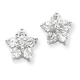 Sterling Silver CZ Flower Post Earrings