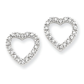 Sterling Silver CZ Heart Post Earrings