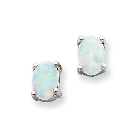 Sterling Silver Created Opal Post Earrings