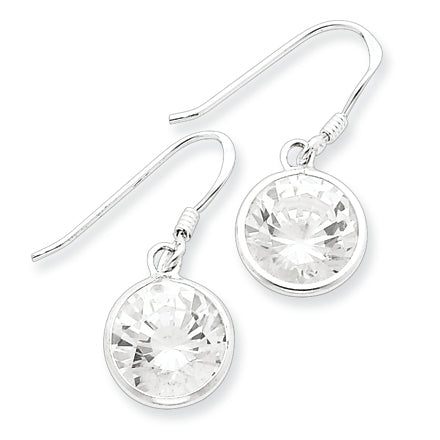 Sterling Silver Round Clear CZ Earrings