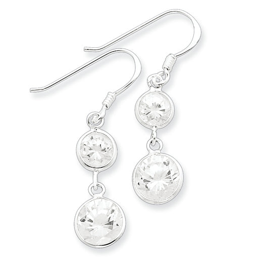 Sterling Silver Clear CZ Dangle Earrings