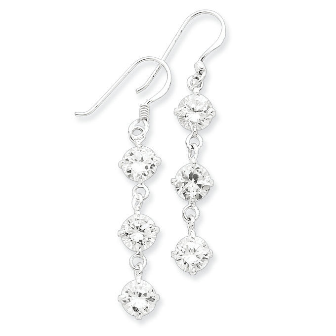 Sterling Silver Clear CZ Dangle Earrings