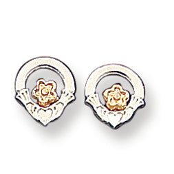 Sterling Silver& Vermeil Claddagh Mini Earrings