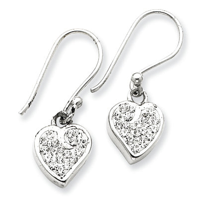 Sterling Silver w/ Swarovski Crystal Heart Earrings