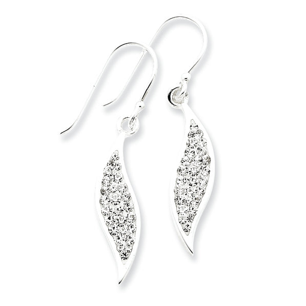 Sterling Silver w/ Swarovski Crystal Leaf Earrings