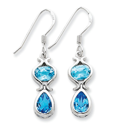 Sterling Silver Blue Topaz Dangle Earrings