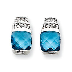 Sterling Silver Blue & Clear CZ Post Earrings