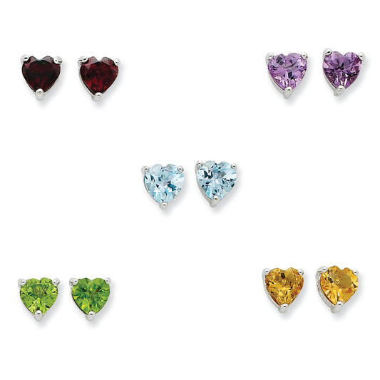 Sterling Silver Gemstone Post Earring Set