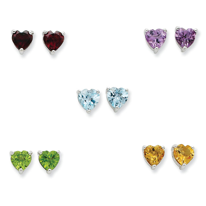 Sterling Silver Gemstone Post Earring Set
