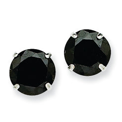 Sterling Silver Black CZ Stud Earrings