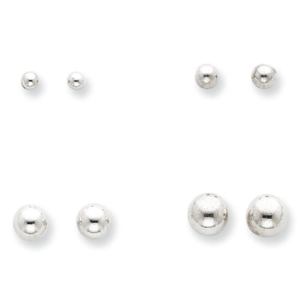 Sterling Silver 4 Pair Set Bead Earrings