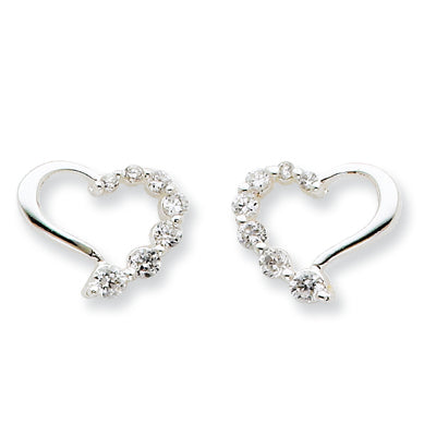 Sterling Silver CZ Heart Journey Earrings