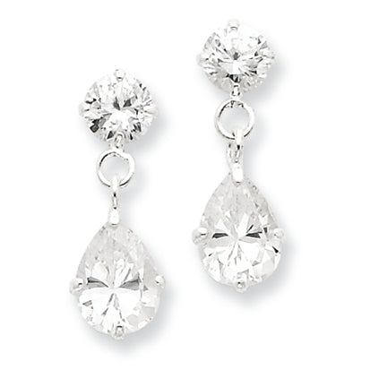 Sterling Silver Clear CZ Dangle Earrings