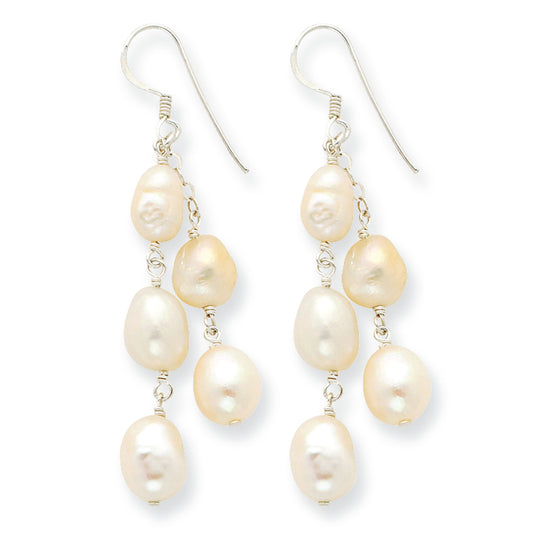 Sterling Silver 2-Strand Freshwater Cultured Pearl Dangle Earrings