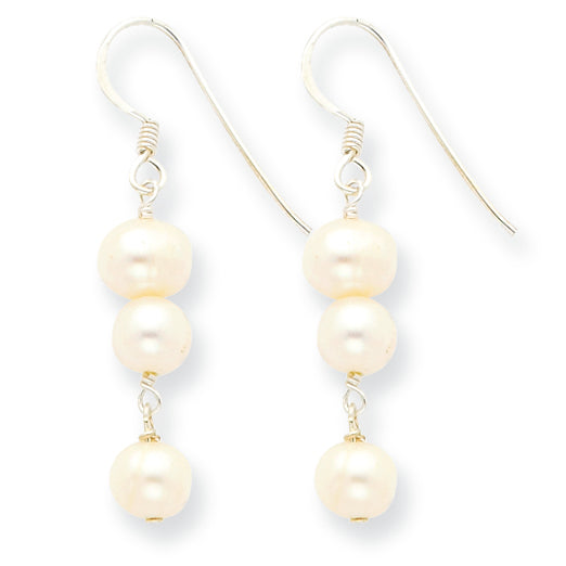 Sterling Silver White Freshwater Cultured Pearl Earrings